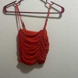 Burnt orange ruched tank top